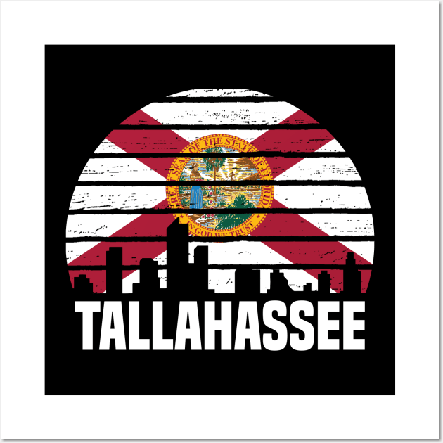 Tallahassee Florida FL Group City Silhouette Flag Wall Art by jkshirts